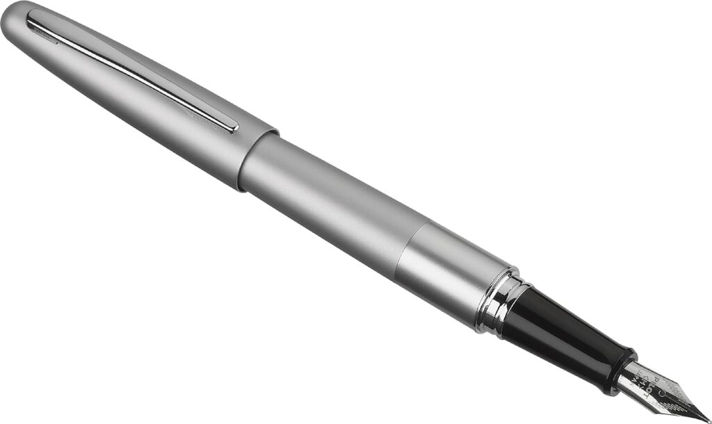Pilot Metropolitan Fountain Pen in Silver. Shows quality of design and build.